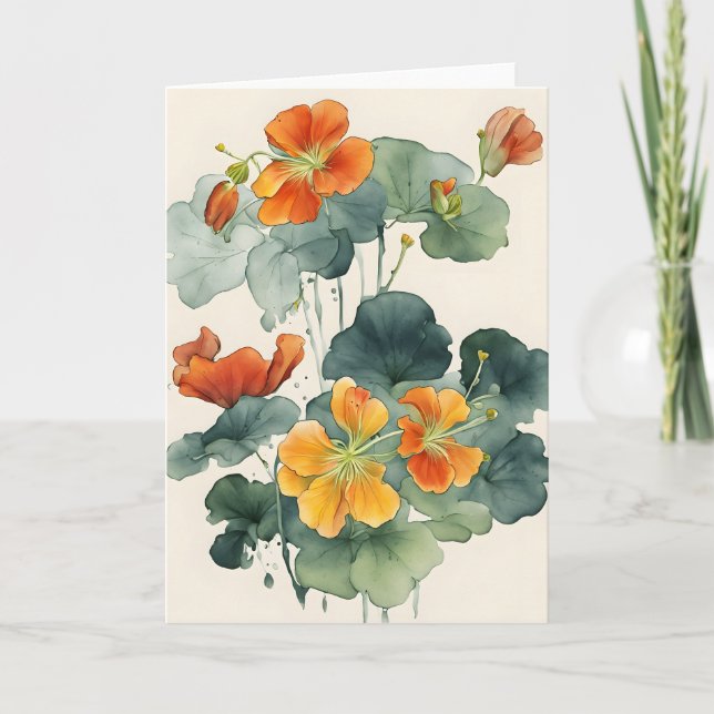 Carte Nasturtium - Watercolor flowers (Devant)