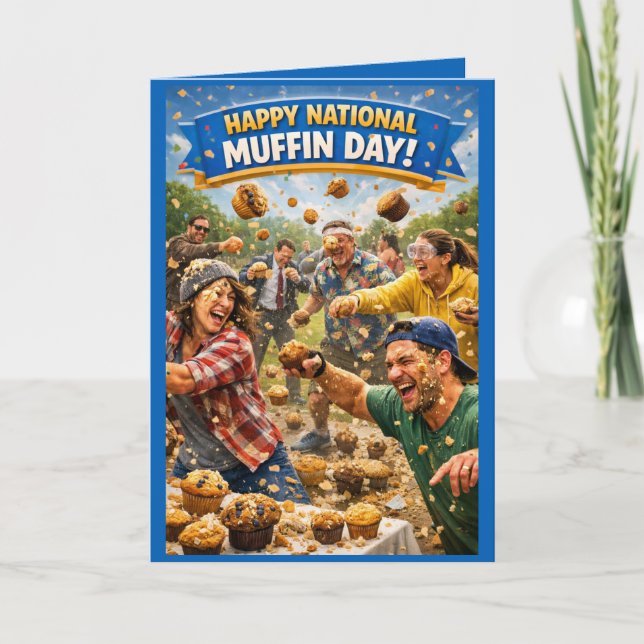 Carte National Muffin Day Greeting Card, Muffin Fight!  (Devant)