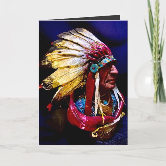 Carte Native "Hunkpapa Chief" Folded Greeting Card (Devant)
