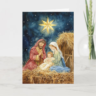 Carte Nativité paisible avec étoile de Noël