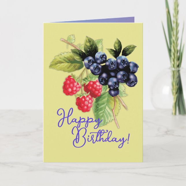 Carte Nature colorée avec baies Joyeux anniversaire (Devant)