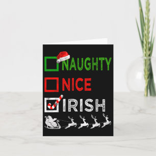 Carte Naughty Nice Irlandais Pajamas de Noël Funny Père