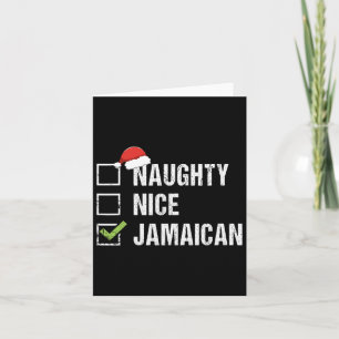 Carte Naughty Nice Jamaïcain Santa Hat cadeau de Noël