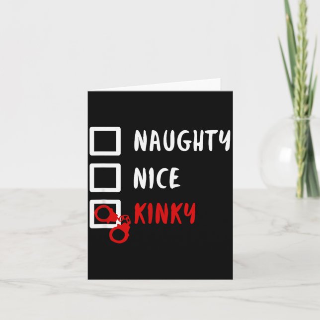 Carte Naughty Nice Kinky Christmas List Santa Hanuffs Gi (Devant)