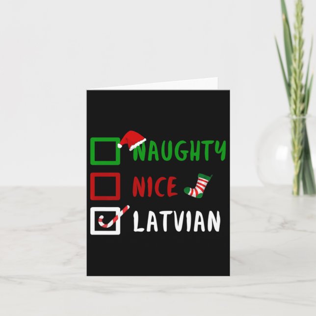 Carte Naughty Nice Latvian Funny Lettonie Noël Père Noël (Devant)