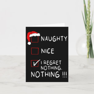 Carte Naughty Nice Liste Je Regrette Rien Noël Hommes Fe