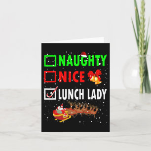 Carte Naughty Nice Lunch Lady Funny Noël Père Noël Lunc