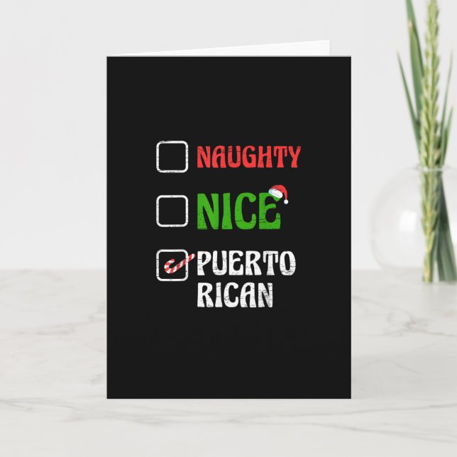 Carte Naughty Nice Puertorican Santa Holiday Sweet (Devant)