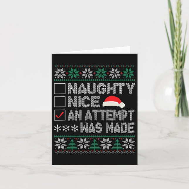 Carte Naughty Nice Une Tentative A Été Faite Mal Noël (Devant)