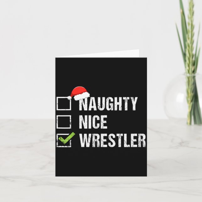 Carte Naughty Nice Wrestler Shirt Wrestling Santa Christ (Devant)