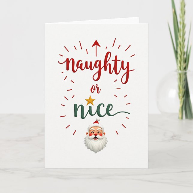 Carte Naughty or Nice List Santa Christmas Card (Devant)