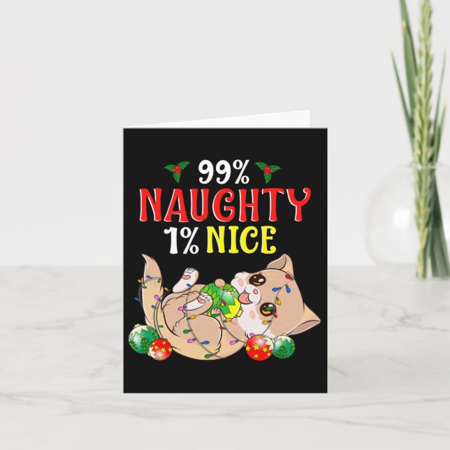 Carte Naughty Ou Nice Chat De Noël Drôle Humour 1 (Devant)
