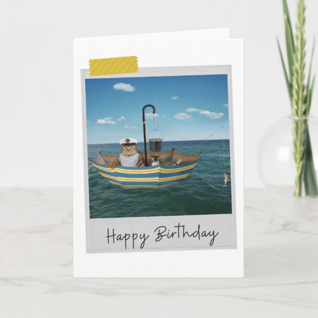 Carte Nautical Cat Funny Birthday Card (Devant)