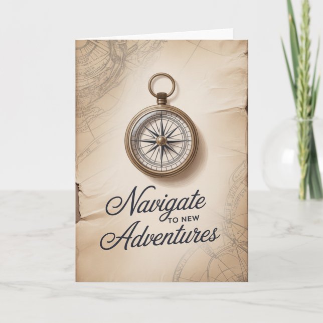 Carte Nautical Compass Birthday Card for men  (Devant)