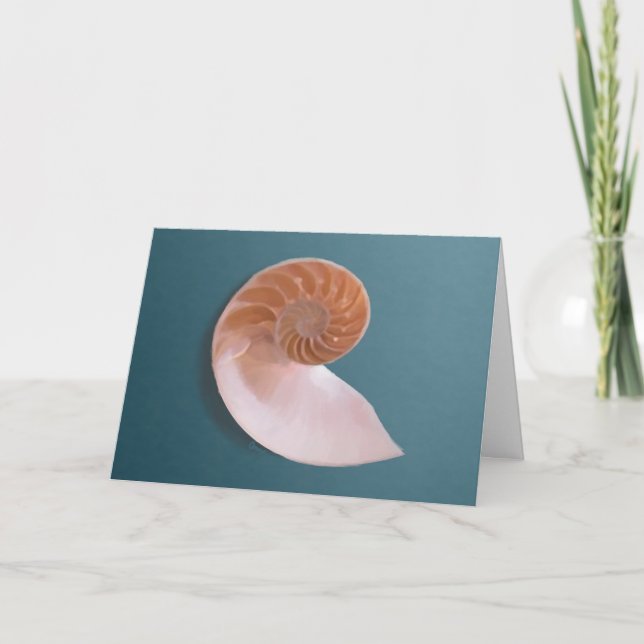 Carte Nautilus Shell sur Ocean Blue Grey Card (Devant)