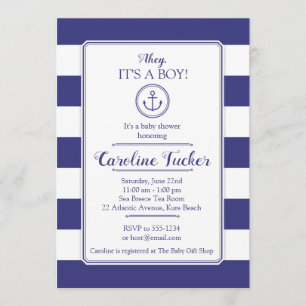 Carte nautique d'invitation de baby shower d'Ancre