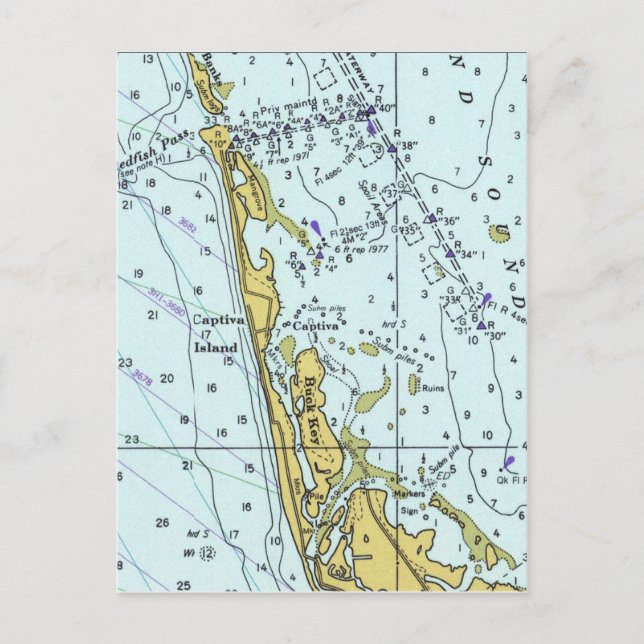 Carte nautique vintage de l'île de Captiva (Devant)