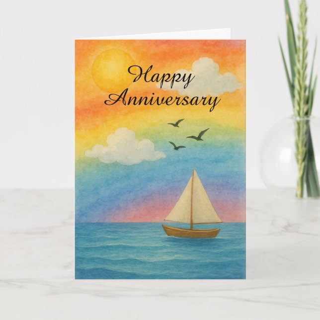 Carte Naviguer dans l'amour – Anniversaire LGBTQ+ Mer Ar (Devant)