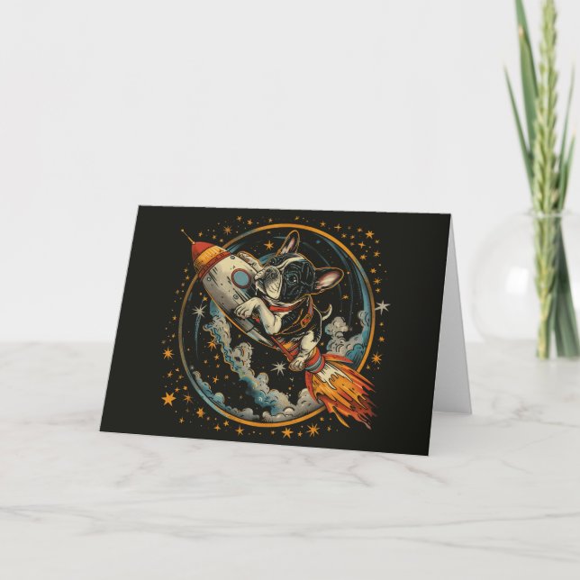 Carte Navire à fusée Astronaut français de Bulldog (Devant)
