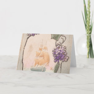 Carte Navire d'anniversaire vintage