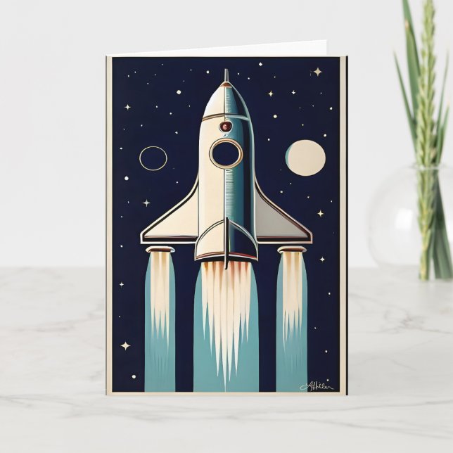 Carte Navire-fusée Rétro de l'ère spatiale 50s (Devant)