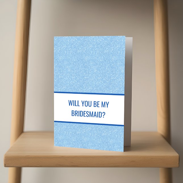 Carte Navy + Blue Faux Glitter Wedding Party Proposal (Créateur téléchargé)