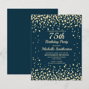 Carte Navy Blue Gold Diamond Glitter Femmes 75e Annivers