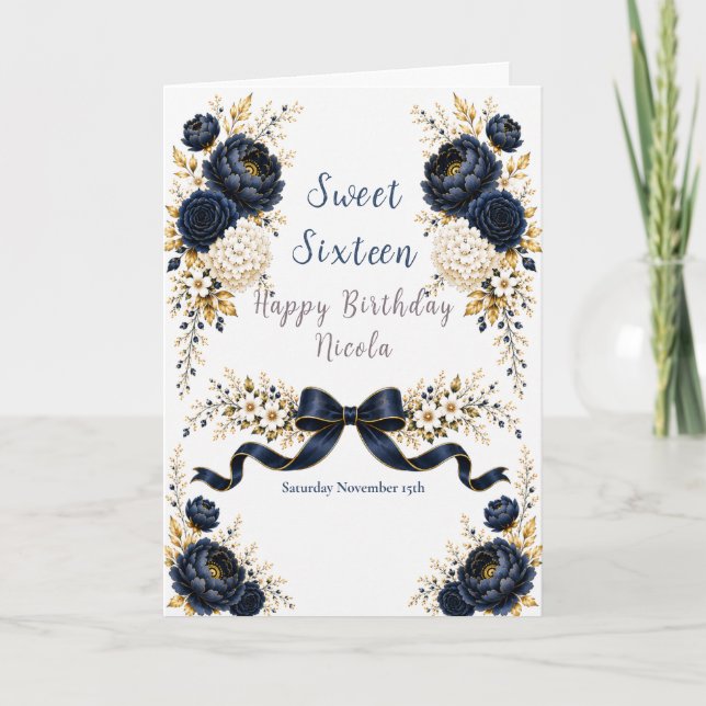Carte Navy Sweet Sixteen (Devant)