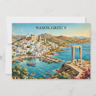 Carte Naxos Grèce Illustration de Voyage Rétro Vintage 