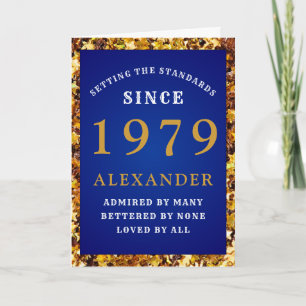 Carte Né 1979 Anniversaire Standard Bleu Ajouter Votre N