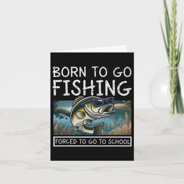 Carte Né À Poisson Obligé D'Aller À L'École Pêche Drôle (Devant)