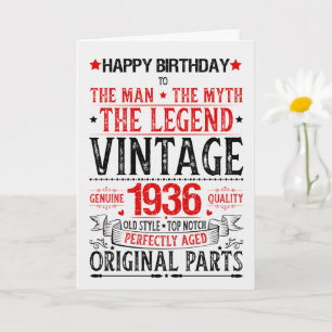 Carte Né en 1936 Anniversaire l'Homme le Mythe la Légend