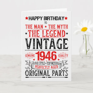 Carte Né en 1946 Anniversaire l'Homme le Mythe la Légend