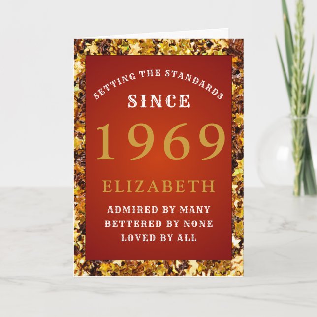 Carte Né en 1969 Anniversaire Standard Red Gold Ajouter  (Devant)