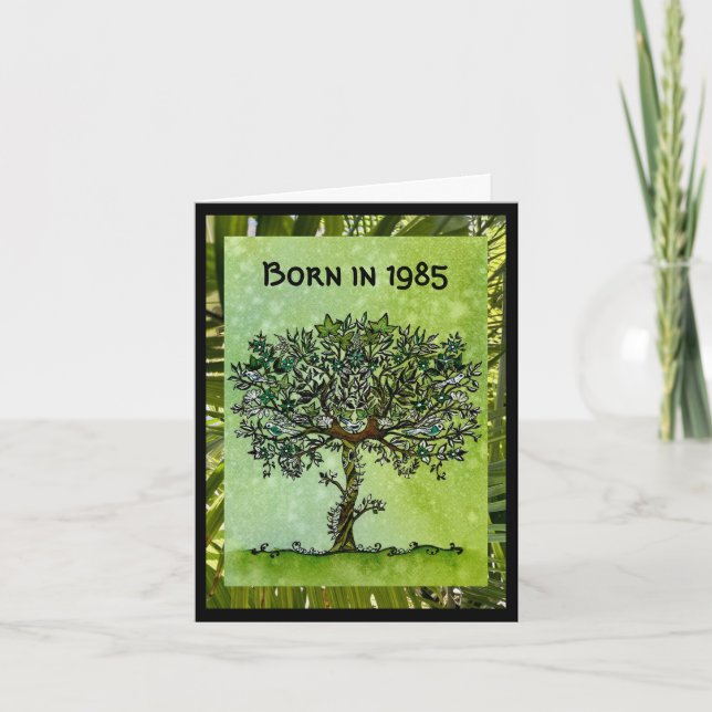 Carte Né en 1985 avec Birthday Fun Facts (Devant)