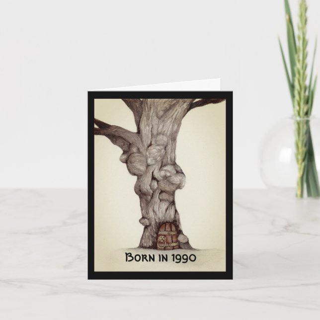 Carte Né en 1990 Anniversaire Fun Facts (Devant)