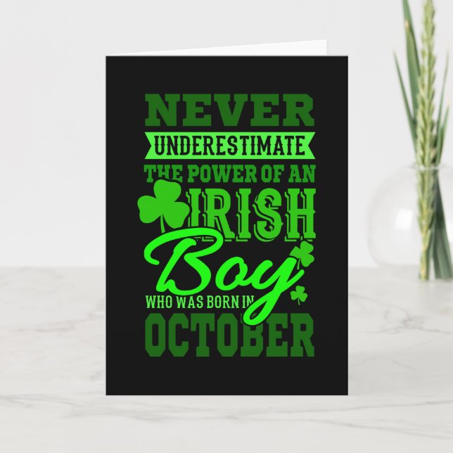 Carte NÉ EN OCTOBRE Anniversaire Irish Boy Men Dad (Devant)