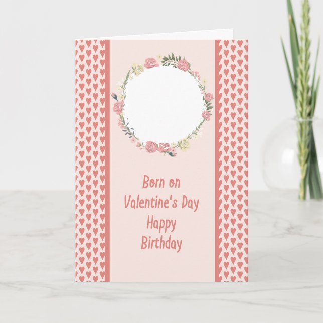Carte Né le jour de la Saint-Valentin avec des cœurs et  (Devant)