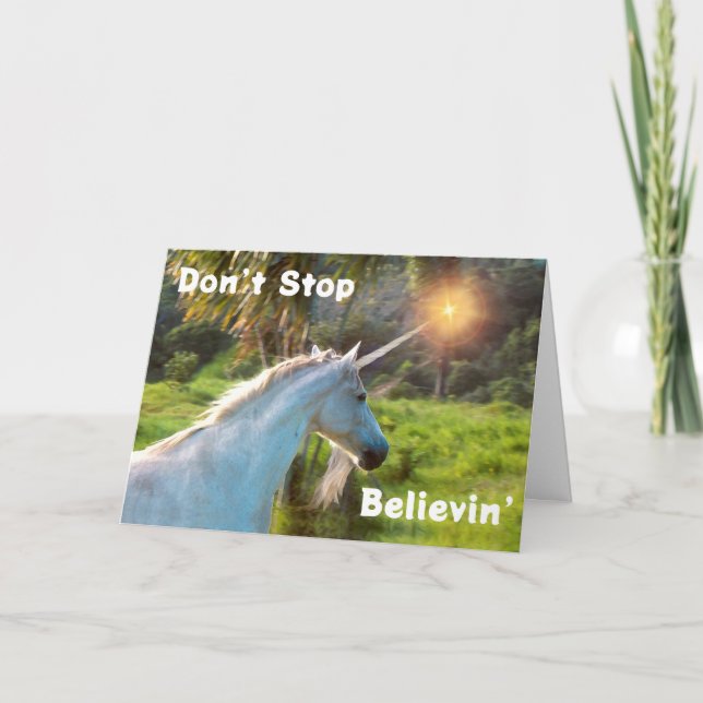 Carte Ne pas arrêter Believin avec Unicorn (Devant)