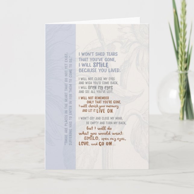 Carte Ne pleure pas les larmes que je suis parti (Devant)