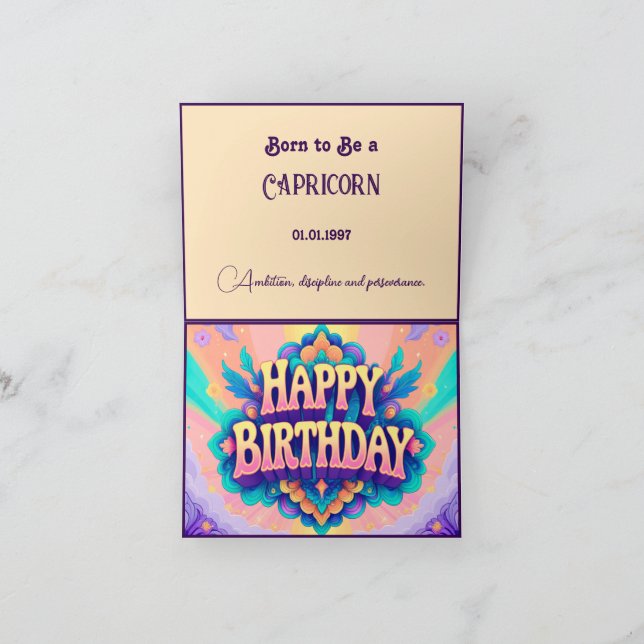 Carte Né pour être Capricorne pour anniversaire (Intérieur)