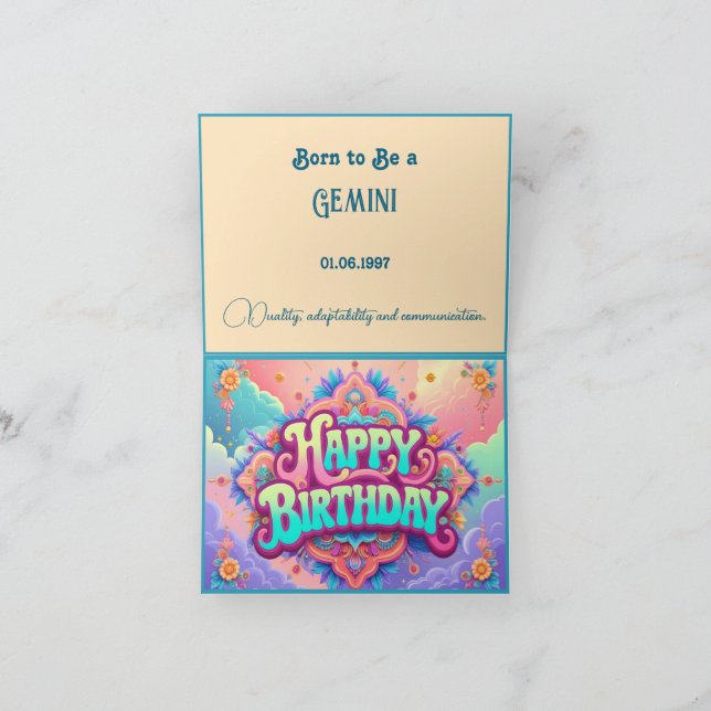 Carte Né pour être un Gemini pour anniversaire (Intérieur)