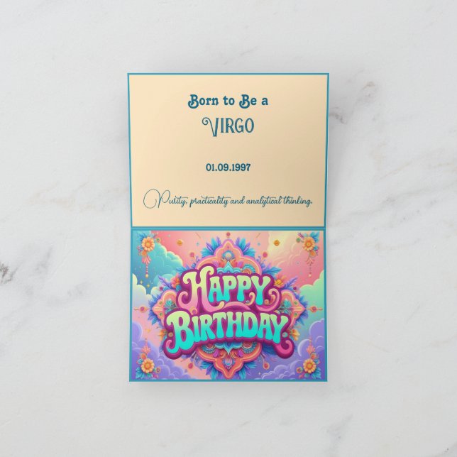 Carte Né pour être une Vierge pour l'anniversaire (Intérieur)