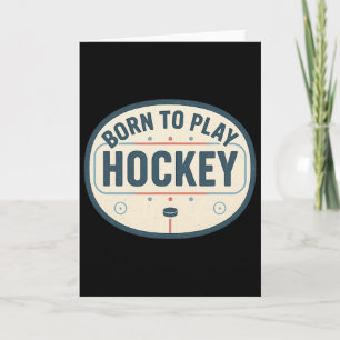 Carte Né pour jouer au hockey Joueur de patinoire rétro 