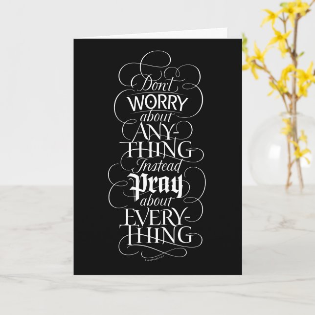 Carte NE T'INQUIÈTE de rien - Calligraphie religieuse (Fleur jaune)