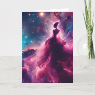 Carte Nebula rose en forme de femme dans l'espace extra-