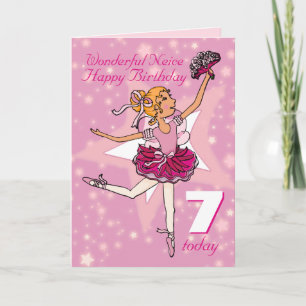 Carte Neice ballerina anniversaire rose violet âge 7 car