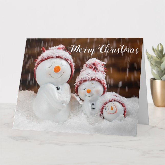 Carte Neige de Noël en famille (Petite plante)