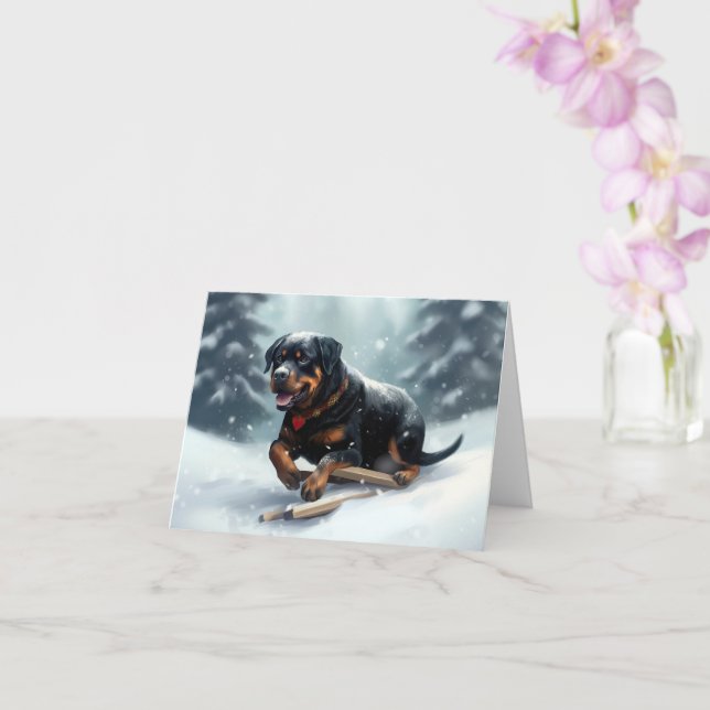 Carte Neige de Noël Rottweiler hiver Oreiller (Orchidée)