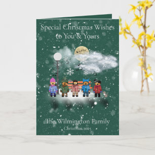 Carte Neige Quintet Famille Noël Plier